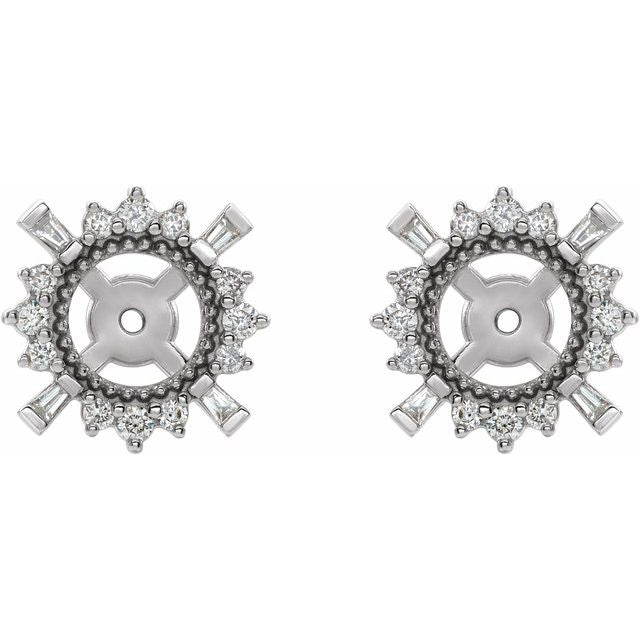 14K White 1/6 CTW Natural Diamond Halo-Style Earring Jackets with 4.9 mm ID