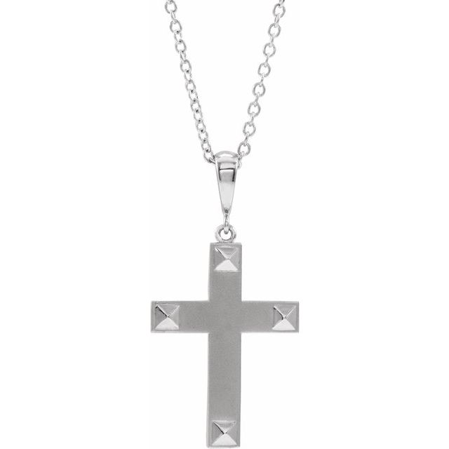 14K White Cross 18' Necklace
