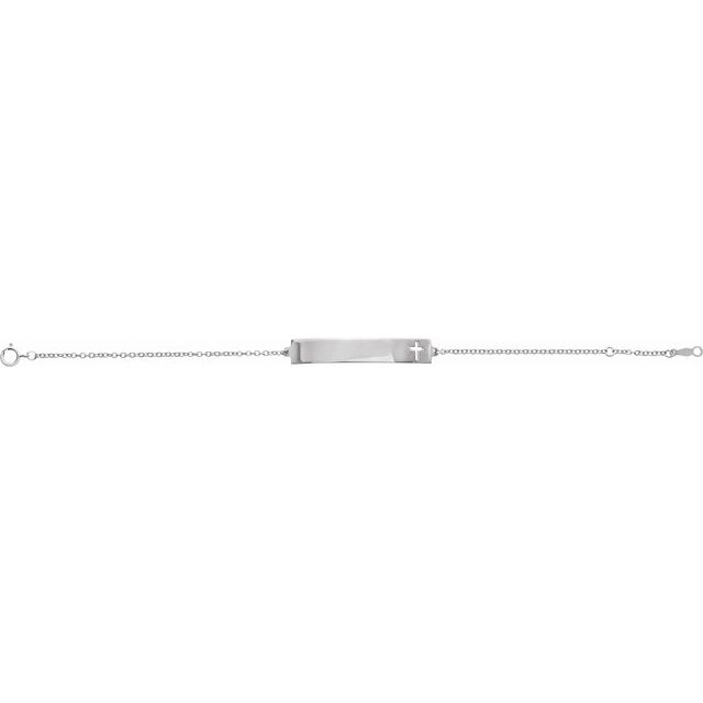Sterling Silver Engravable Pierced Cross Bar 6 1/2-7 1/2' Bracelet