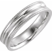 14K White 5 mm Grooved Band with Rope Edge Size 10