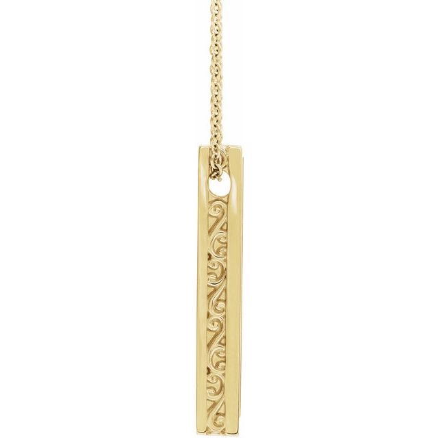 14K Yellow Engravable Sculptural Bar 16-18' Necklace