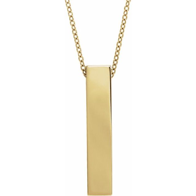 14K Yellow Engravable Sculptural Bar 16-18' Necklace