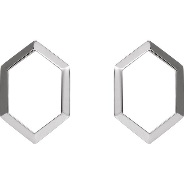 14K White Geometric Drop Earrings