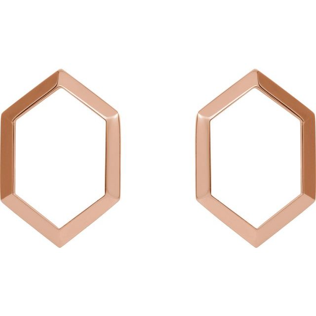 14K Rose Geometric Drop Earrings