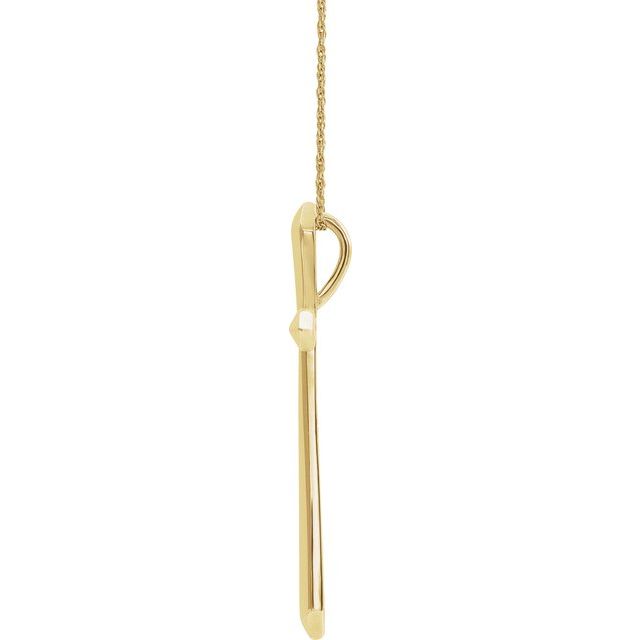 14K Yellow Elongated Cross 20' Necklace