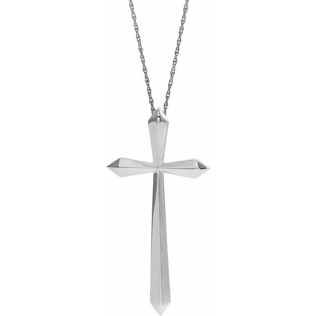 Sterling Silver Elongated Cross 20' Necklace