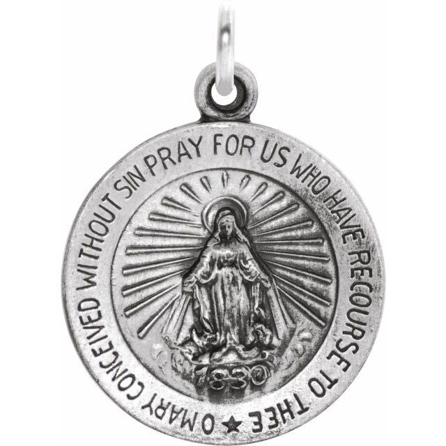 Sterling Silver 15 mm Miraculous Medal