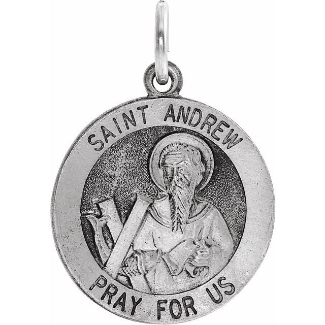 Sterling Silver 18 mm Round St. Andrew Medal