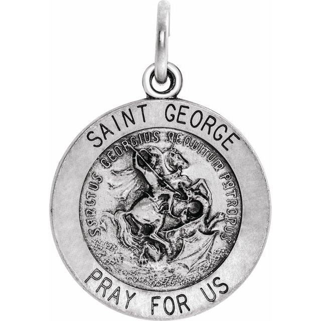 Sterling Silver 18 mm Round St. George Medal