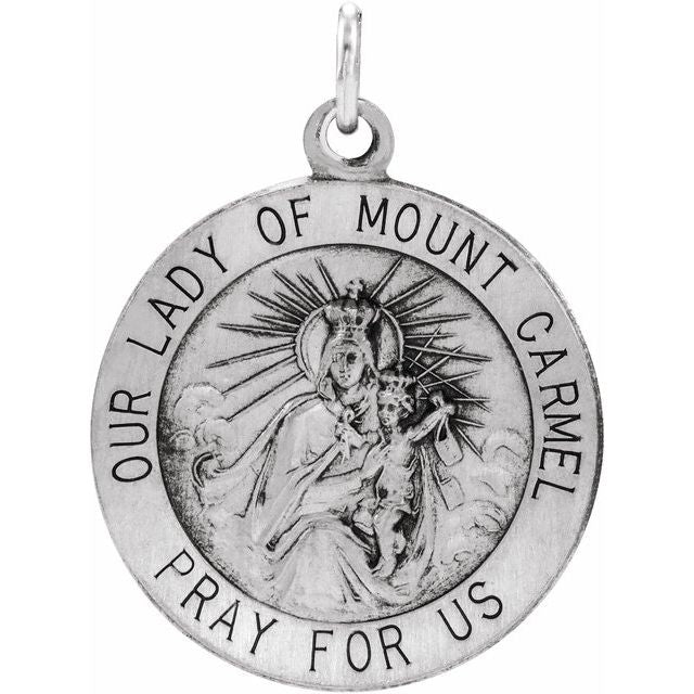 Sterling Silver 18 mm Our Lady of Mount Carmel Medal Pendant