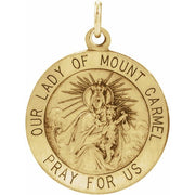 14K Yellow 12 mm Our Lady of Mount Carmel Medal Pendant