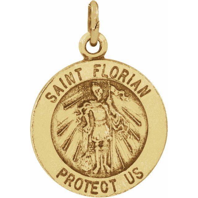 14K Yellow 15 mm Round St. Florian Medal