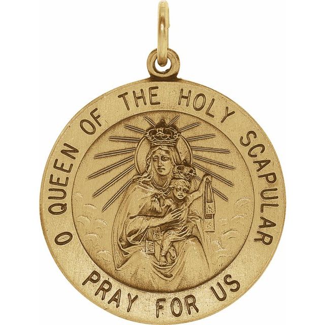 14K Yellow 25 mm Round Scapular Medal
