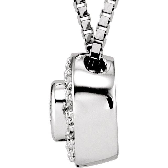 14K White 1/6 CT Natural Diamond Bezel-Set Halo-Style 18' Necklace