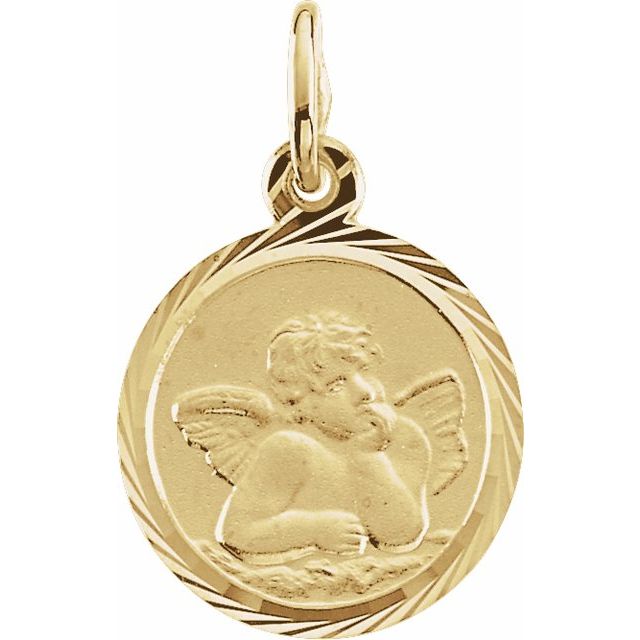 14K Yellow 12 mm Angel Pendant