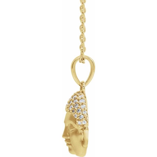 14K Yellow 1/8 CTW Natural Diamond Buddha 16-18' Necklace