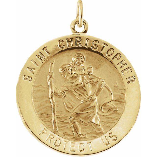 14K Yellow 29 mm St. Christopher Medal
