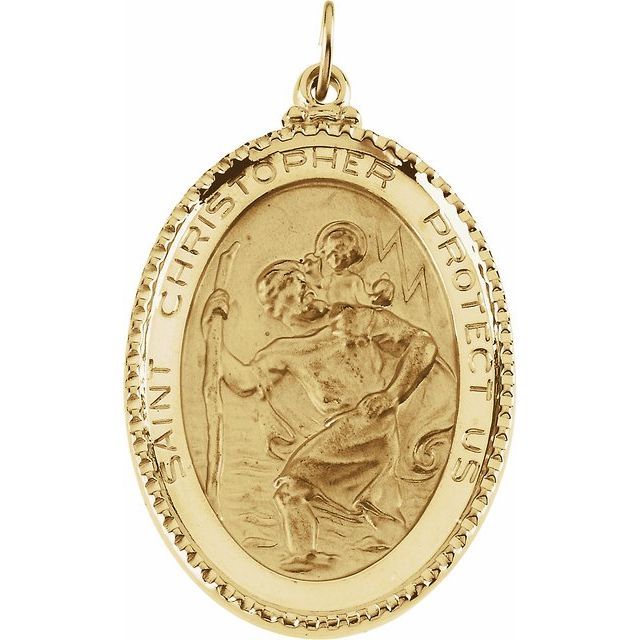 14K Yellow 39x26 mm Oval St. Christopher Medal