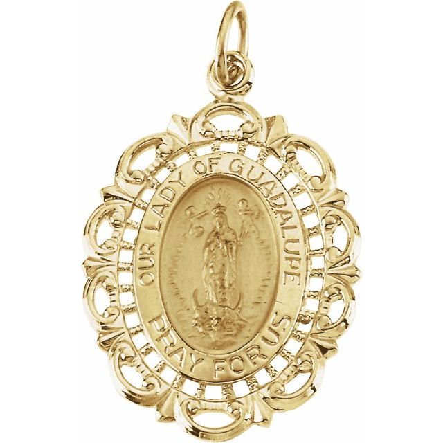 14K Yellow 25x18 mm Oval Our Lady of Guadalupe Medal