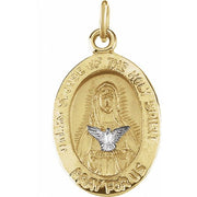 14K Yellow/White 15x11 mm Oval Mary of Holy Spirit Medal