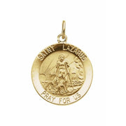 14K Yellow 15 mm Round St. Lazarus Medal