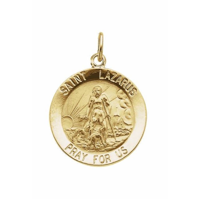 14K Yellow 15 mm Round St. Lazarus Medal