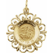 14K Yellow 18 mm Round St. Michael Medal