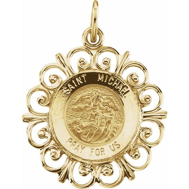 14K Yellow 18 mm Round St. Michael Medal