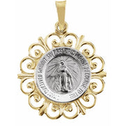 14K White/Yellow 18 mm Round Miraculous Medal