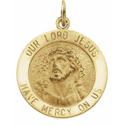 14K Yellow 18 mm Round Our Lord Jesus Medal