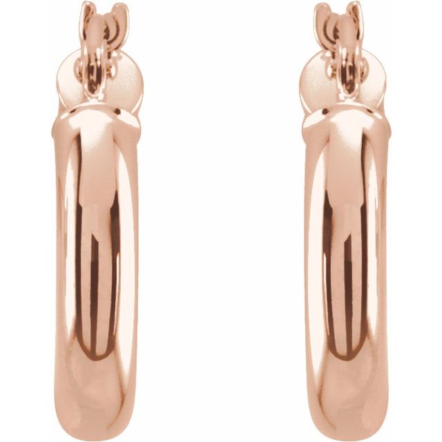 14K Rose Tube 15 mm Hoop Earrings