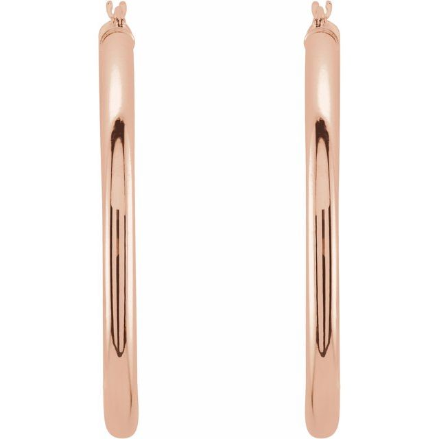 14K Rose Tube 40 mm Hoop Earrings