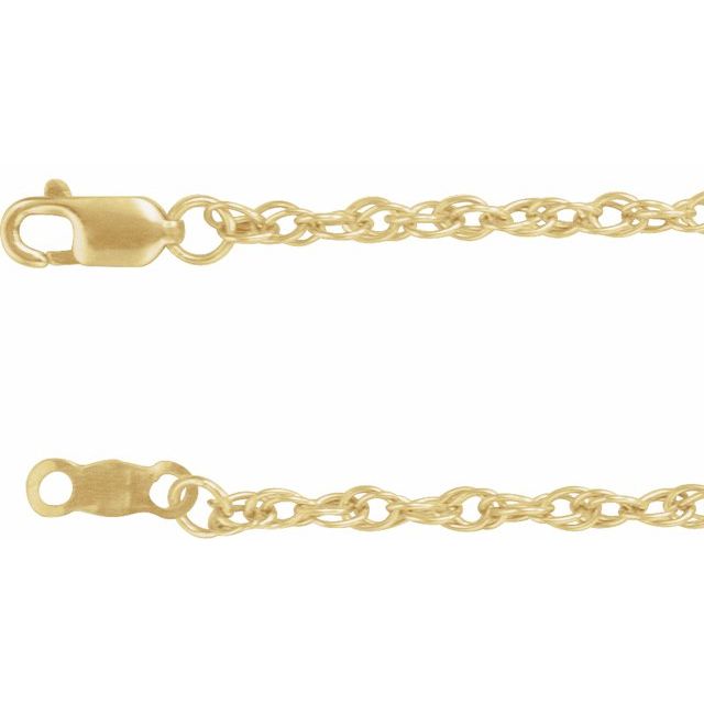 18K Yellow 2 mm Rope 20' Chain