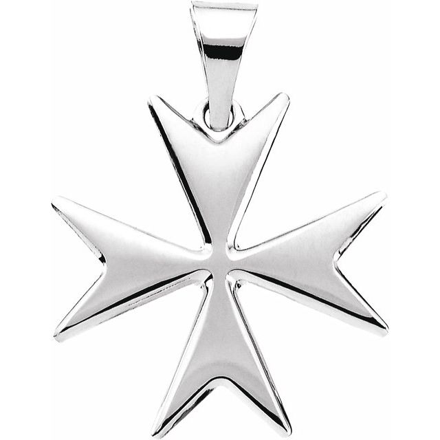 14K White Maltese Cross Pendant