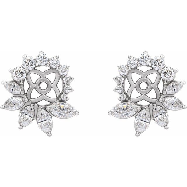 14K White 7/8 CTW Natural Diamond Earring Jackets with 6 mm ID