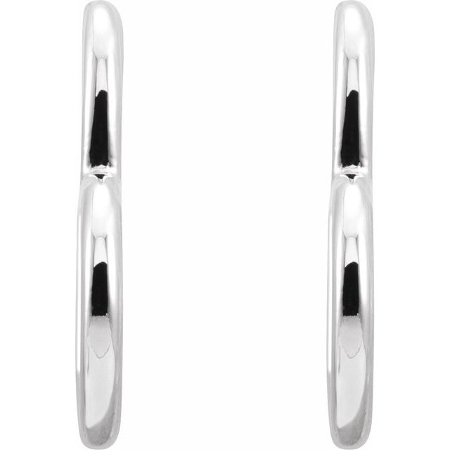 14K White Heart 15.9 mm Hoop Earrings