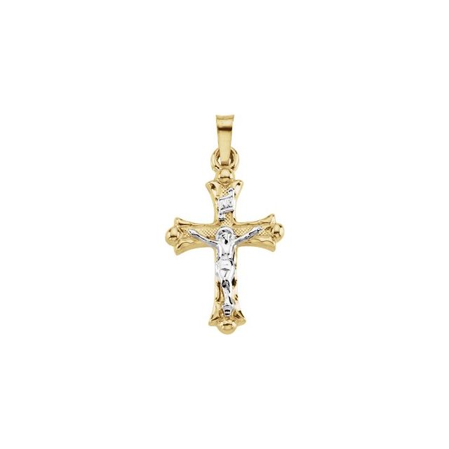 14K Yellow & White 20x14 mm Hollow Crucifix Pendant