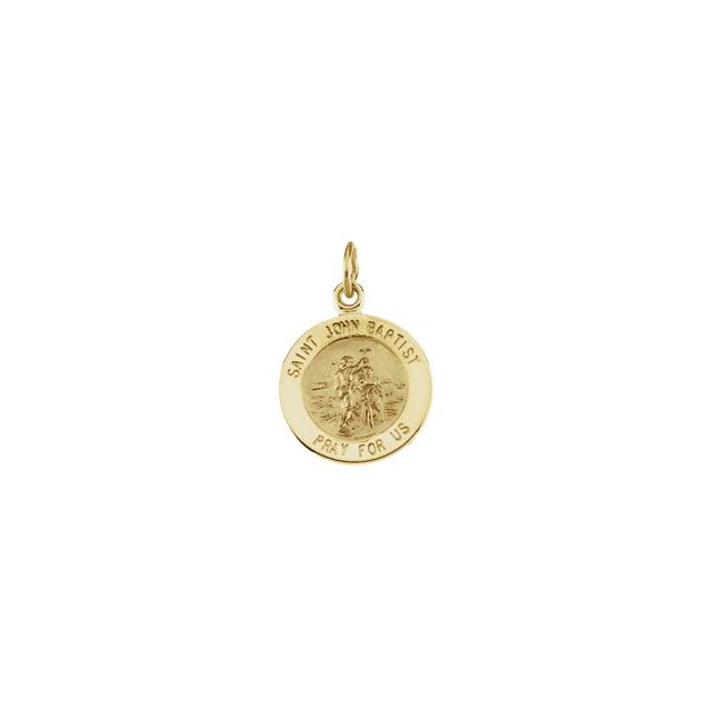 14K Yellow 12 mm Round St. John the Baptist Medal