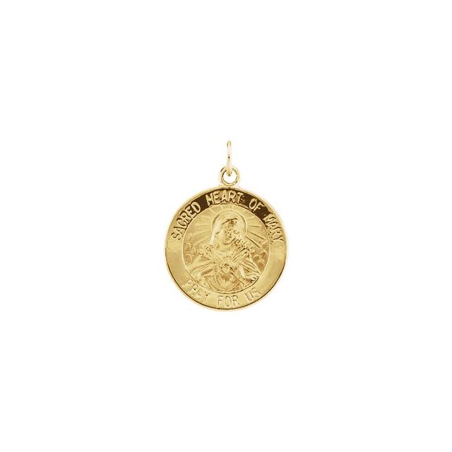 14K Yellow 15 mm Sacred Heart of Mary Medal