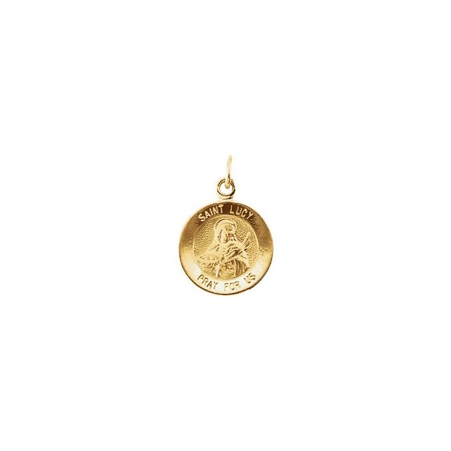 14K Yellow 12 mm Round St. Lucy Medal