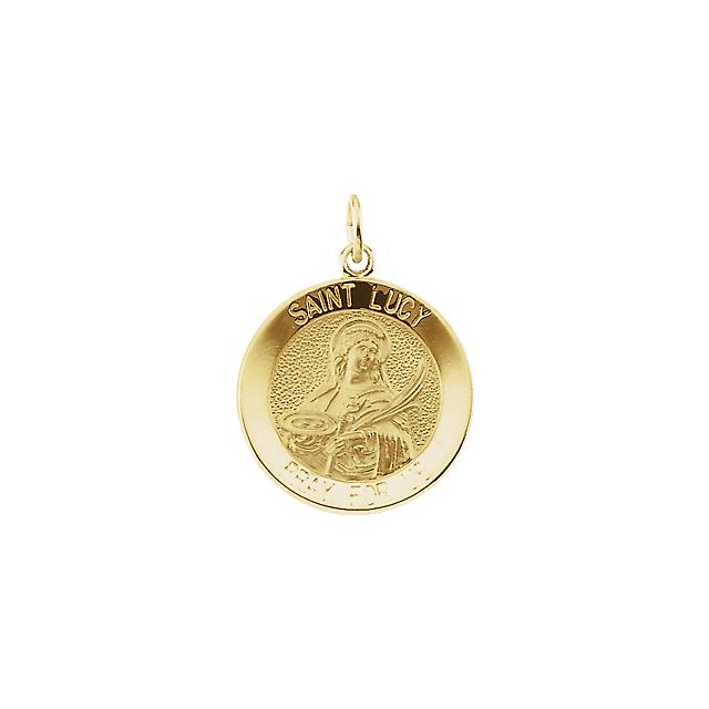 14K Yellow 14.5 mm Round St. Lucy Medal