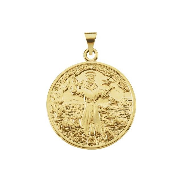 14K Yellow 25 mm St. Francis of Assisi Medal