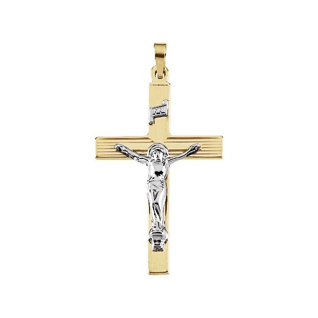 14K Yellow & White 32x21 mm Crucifix Pendant