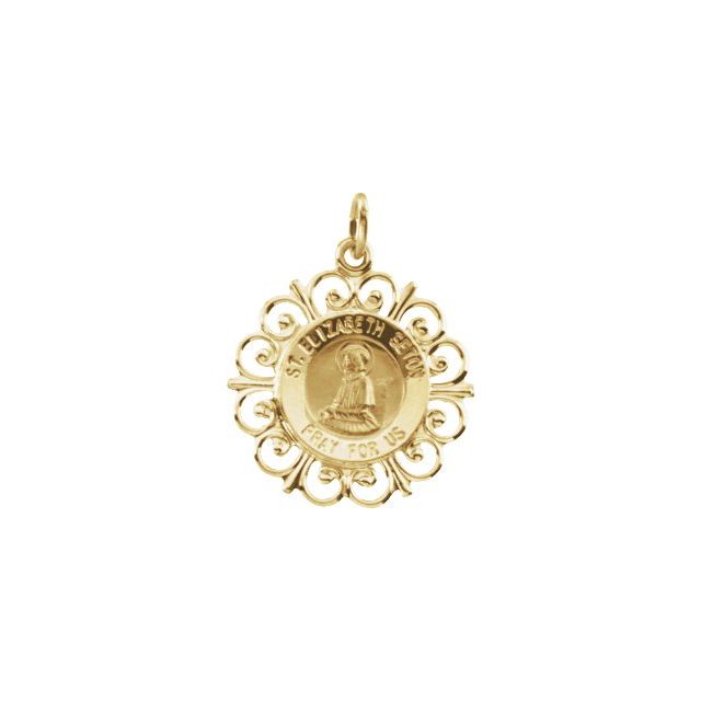 14K Yellow 18 mm Round St. Elizabeth Seton Medal
