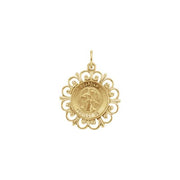 14K Yellow 18 mm Round Guardian Angel Pendant Medal