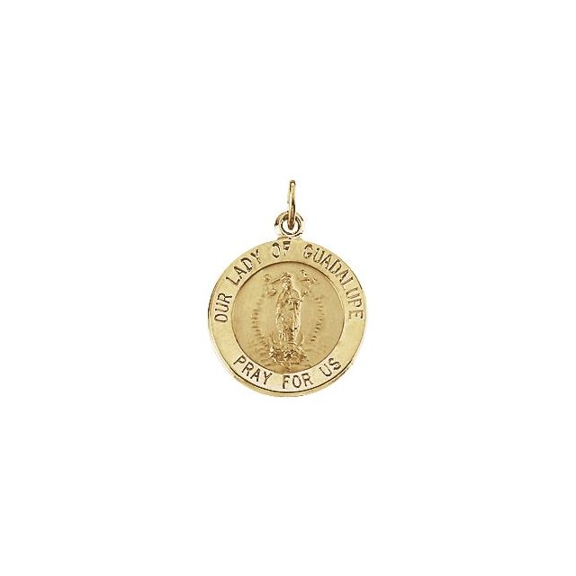 14K Yellow 15 mm Round Our Lady of Guadalupe Medal