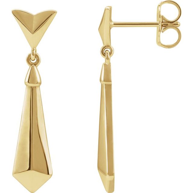 14K Yellow Geometric Dangle Earrings