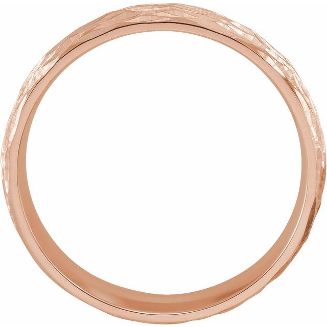 14K Rose 6 mm Tree Bark Pattern Band  Size 10.5