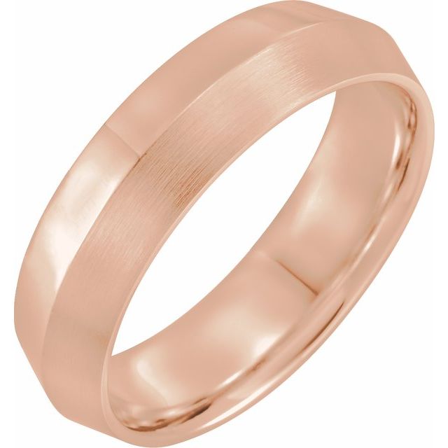 14K Rose 6 mm Knife-Edge Comfort-Fit Band with Satin Finish Size 10