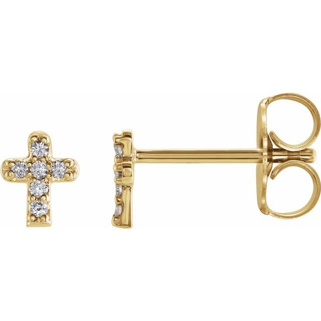 14K Yellow .06 CTW Natural Diamond Youth Cross Earrings